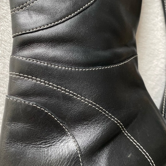 Diba Vintage Y2K Pointed Toe Boots Retro 90s Black Leather Heel - Picture 12 of 16